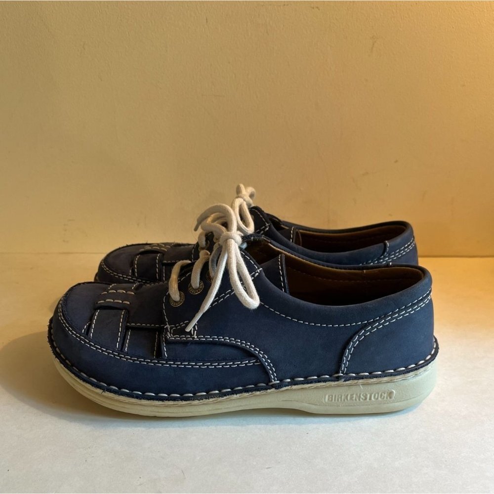 Birkenstock Blue Leather Woven Fisherman's Laufsohle alsa-Schaum Shoe 37 / 6 - Picture 6 of 12